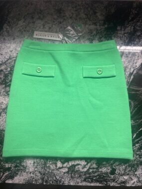 Alice + Olivia Neon Green Pocket-Detail Mini Skirt